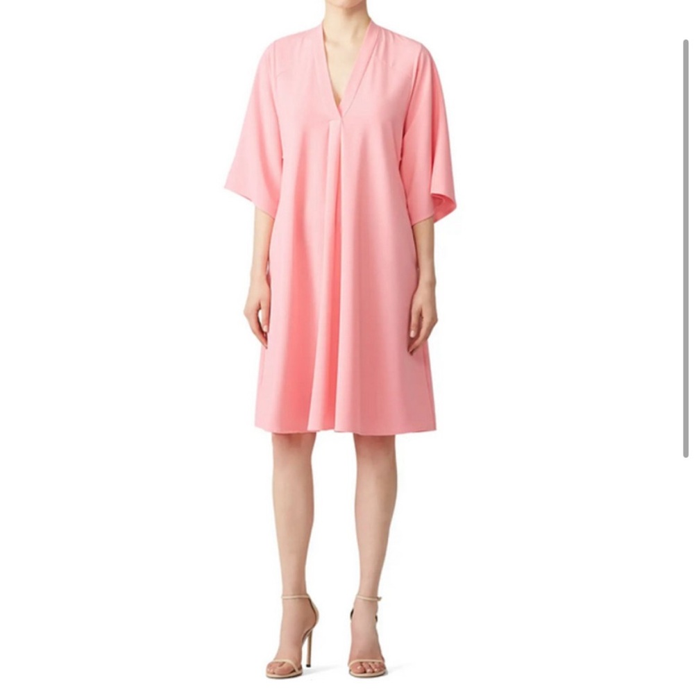 Tome NYC Womens Size 8 Picasso Shift Dress Pink Crepe V Neck Short Sleeves